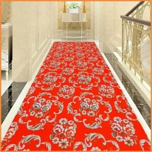 Thảm nỉ hoa văn đế trắng – MS618 (màu đỏ). KT: 1.2 x 30 (m). ĐVT: m2