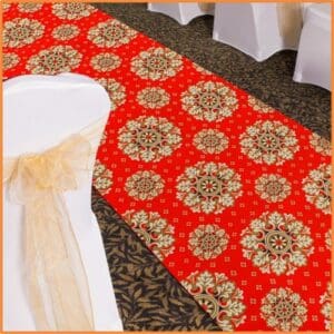 Thảm nỉ hoa văn đế trắng – MS656 (màu đỏ). KT: 2 x 30 (m). ĐVT: m2