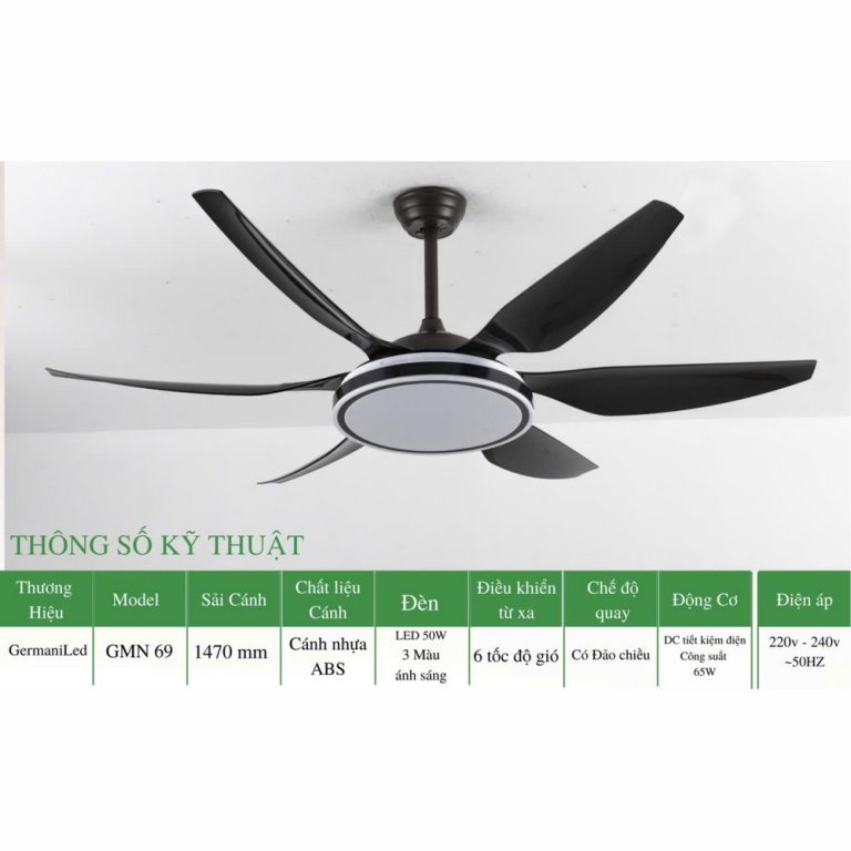Quạt trần GMN. Mã: 69. Bảo hành 1 năm.